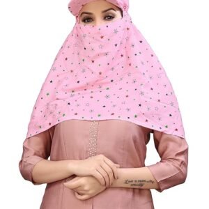 SERA CREATION Cotton Short Scarf Cum Mask & Cap / Universal Size/Usable for vehicle Driver for sunlight UV protection (Printed Pink Color)