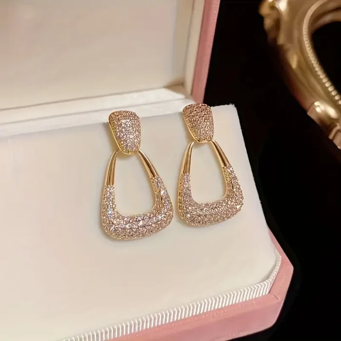Geometric Sparking Diamond Earrings - Image 6