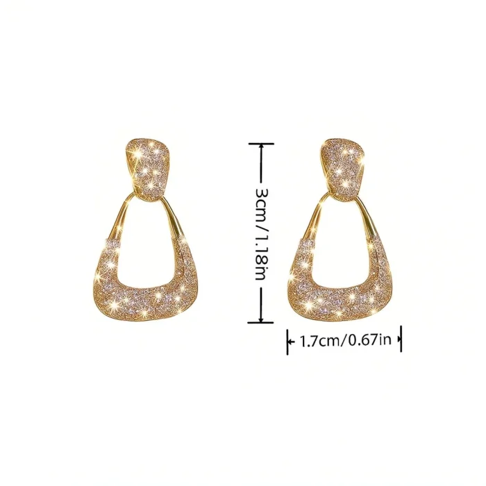 Geometric Sparking Diamond Earrings - Image 4