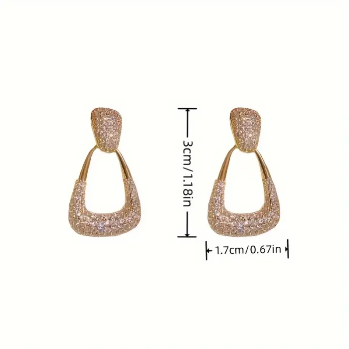 Geometric Sparking Diamond Earrings - Image 3