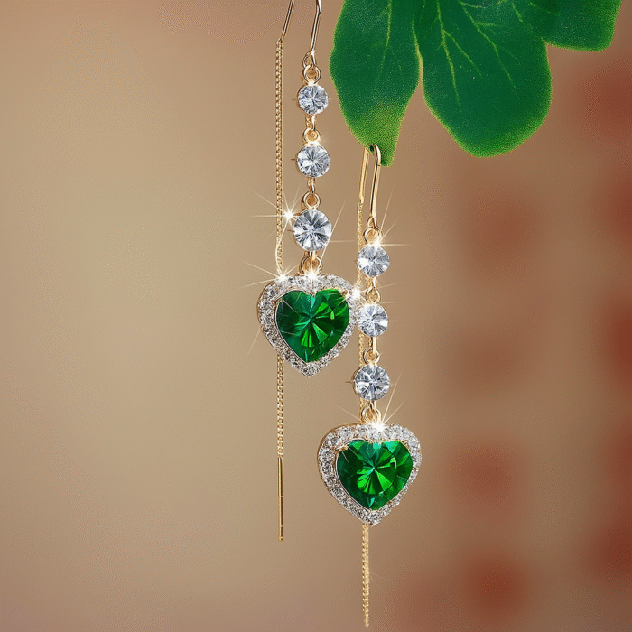 Exquisite Blue Heart Shape Zircon Earrings For Women Luxury Long Tassel Ear Line Dangle Earring Wedding Party Jewelry For Women - Image 6