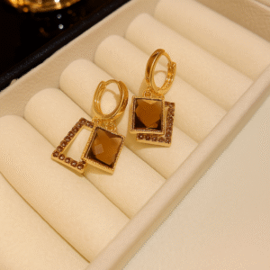 Korean Fashion Zircon Drop Earrings For Women Jewelry Trending New Luxury Vintage Gold Color Earrings