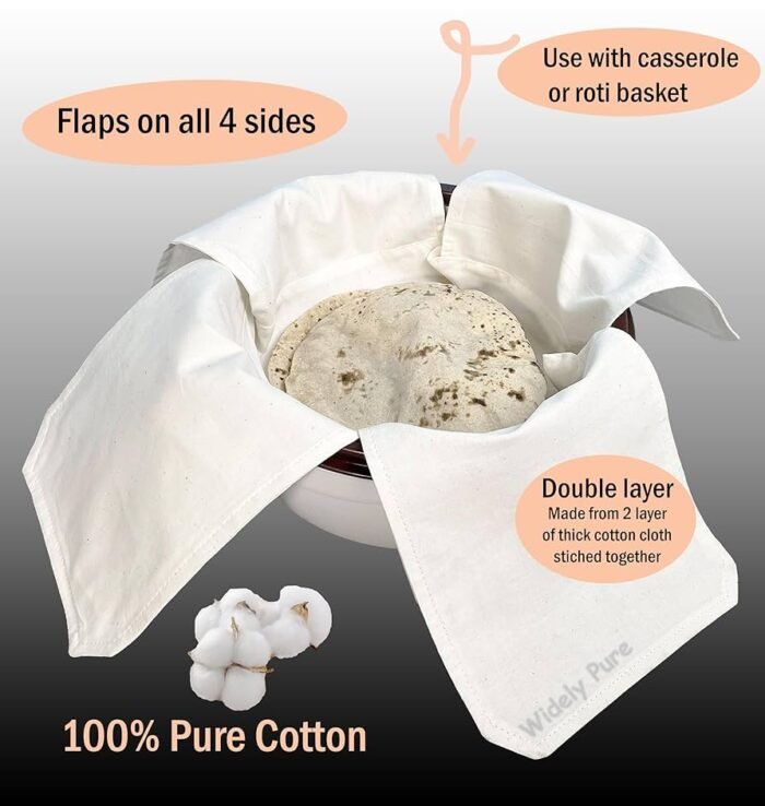 Cotton Roti Cover with Flaps Pack Of 3PC - Image 2